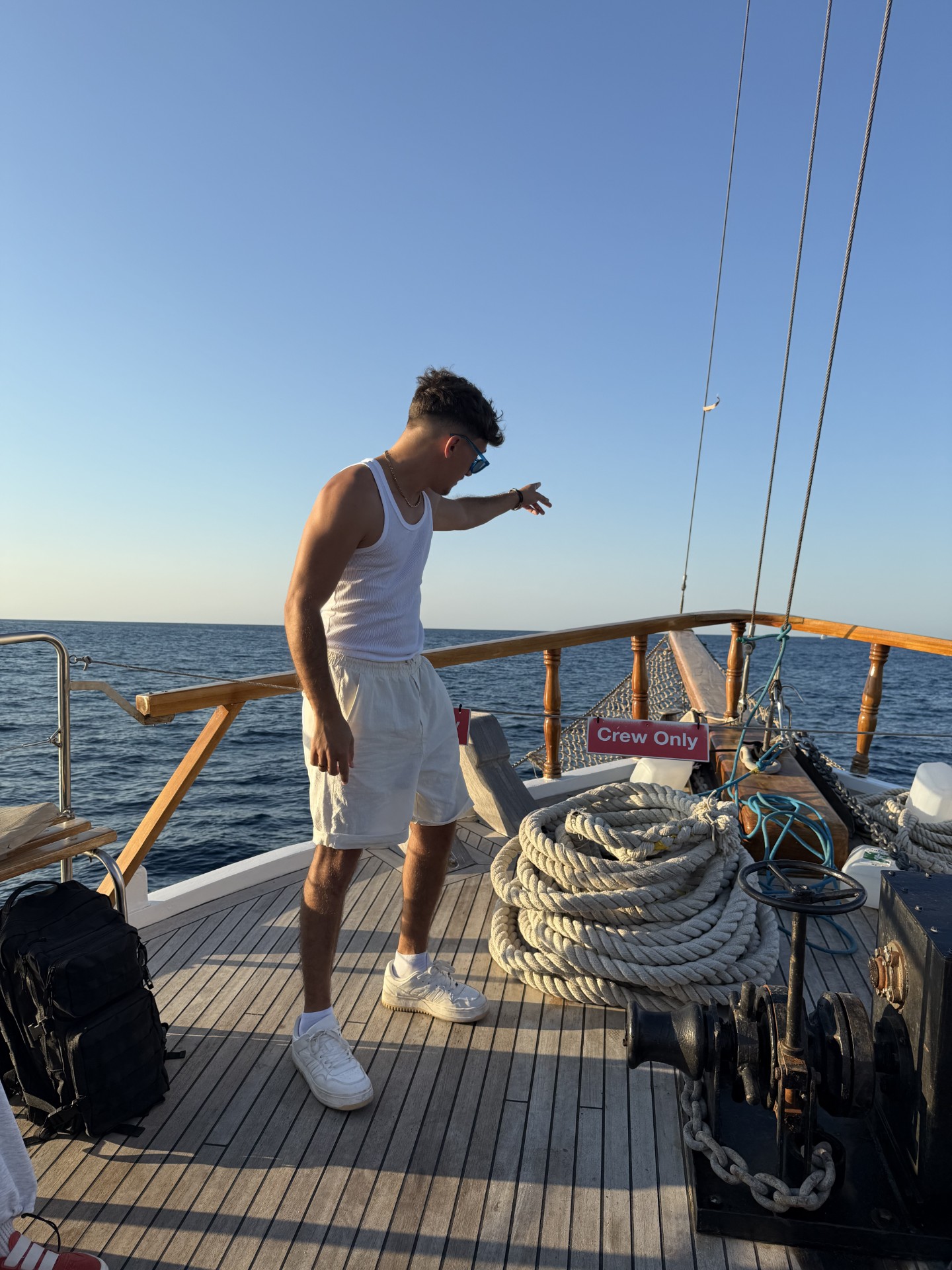 Rosario Spiteri on the gullet deck